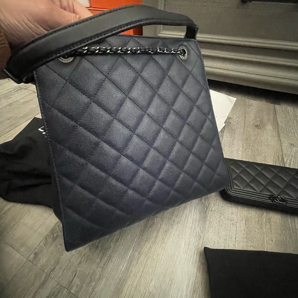Chanel Dark Blue Quilted Shoulder Bag - Picture 7 of 13